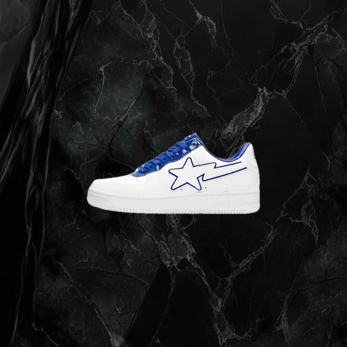 A BATHING APE STA Leather Low 'White Blue'