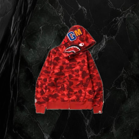Bape Color Camo Shark Full Zip (Ss21) Hoodie Red