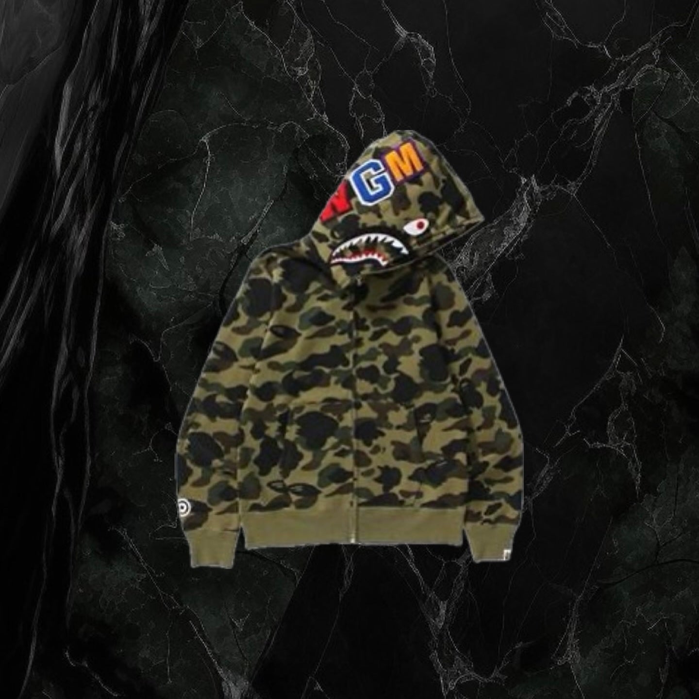 BAPE Camo Shark Full Zip Hoodie (FW21) Green