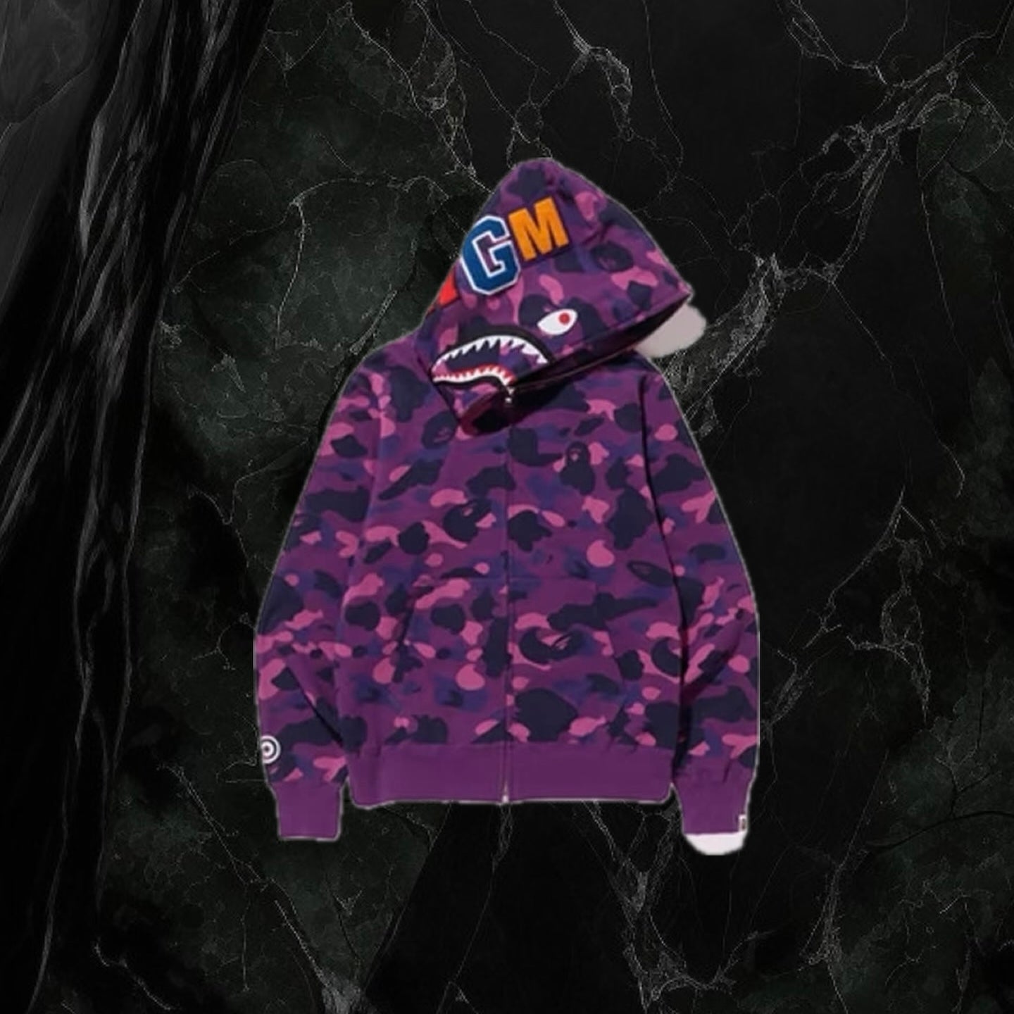 BAPE Color Camo Shark Full Zip Hoodie Purple
