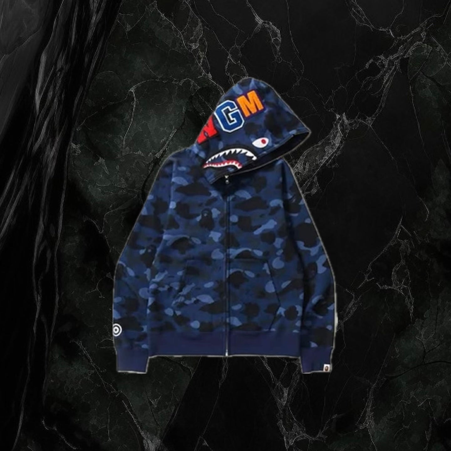 BAPE Color Camo Shark Full Zip Hoodie (SS23) Navy Blue