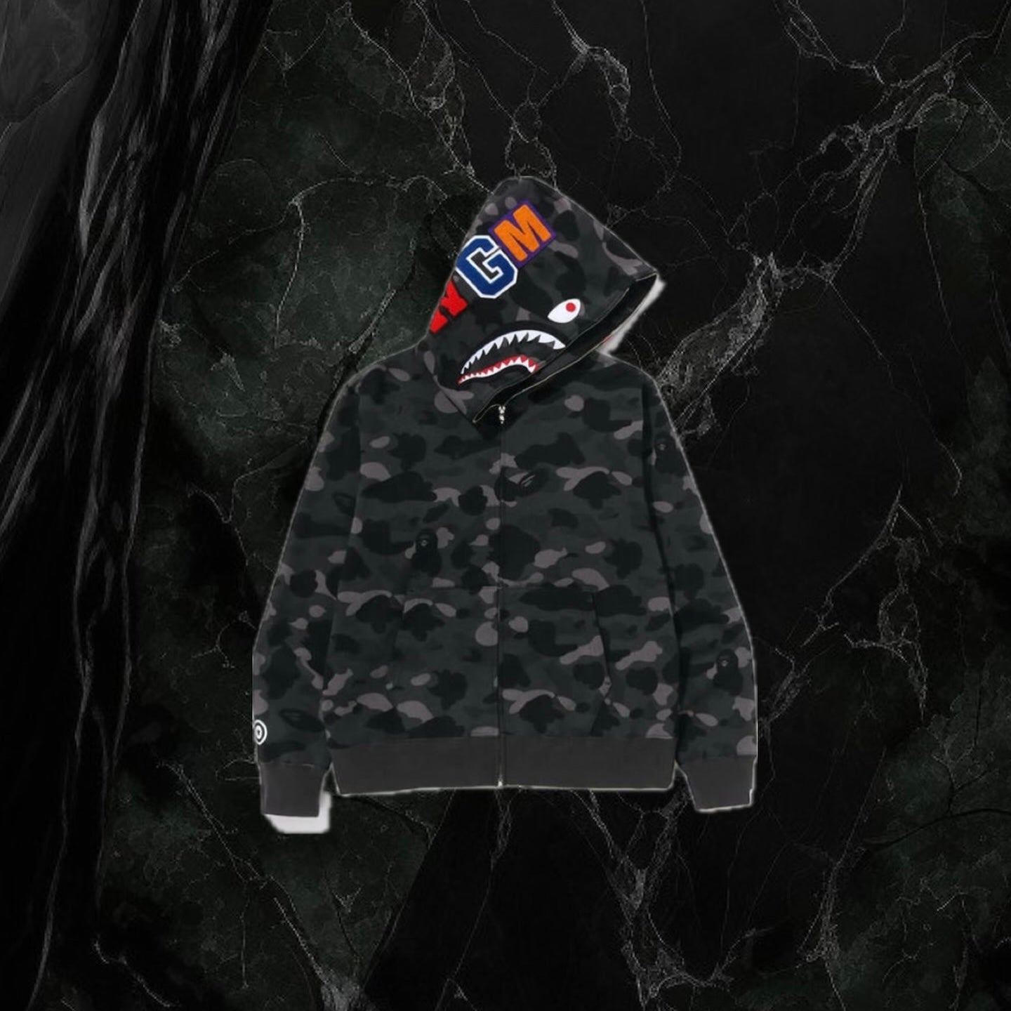 BAPE Color Camo Shark Full Zip Hoodie (SS23) Black