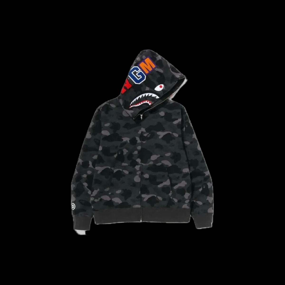 BAPE Color Camo Shark Full Zip Hoodie (SS23) Black