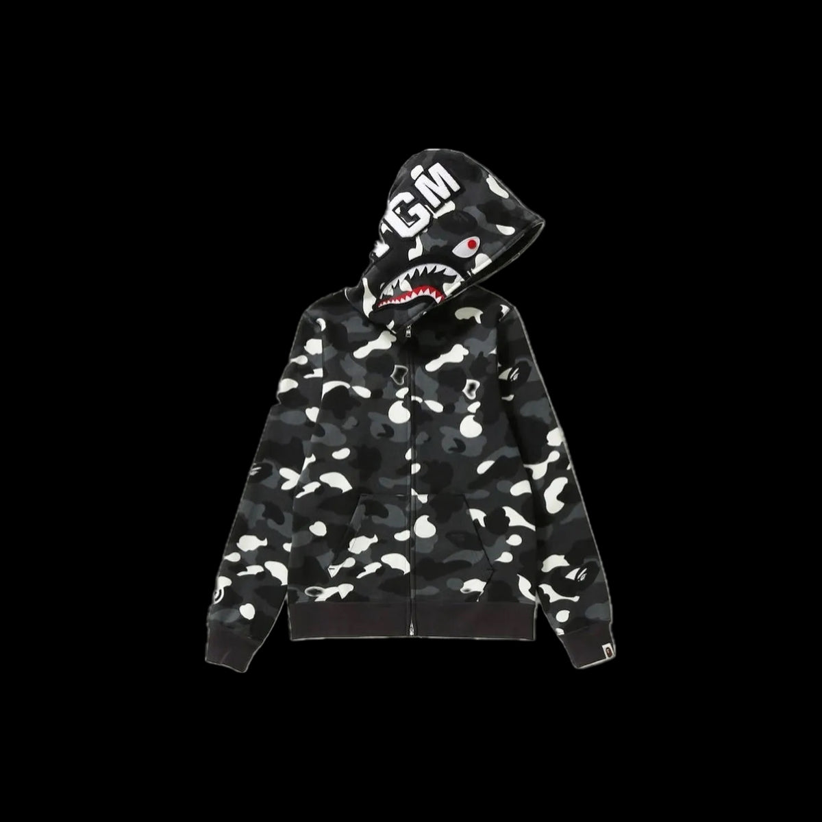 Bape Color Camo Shark Full Zip (Ss21) Hoodie Black And White
