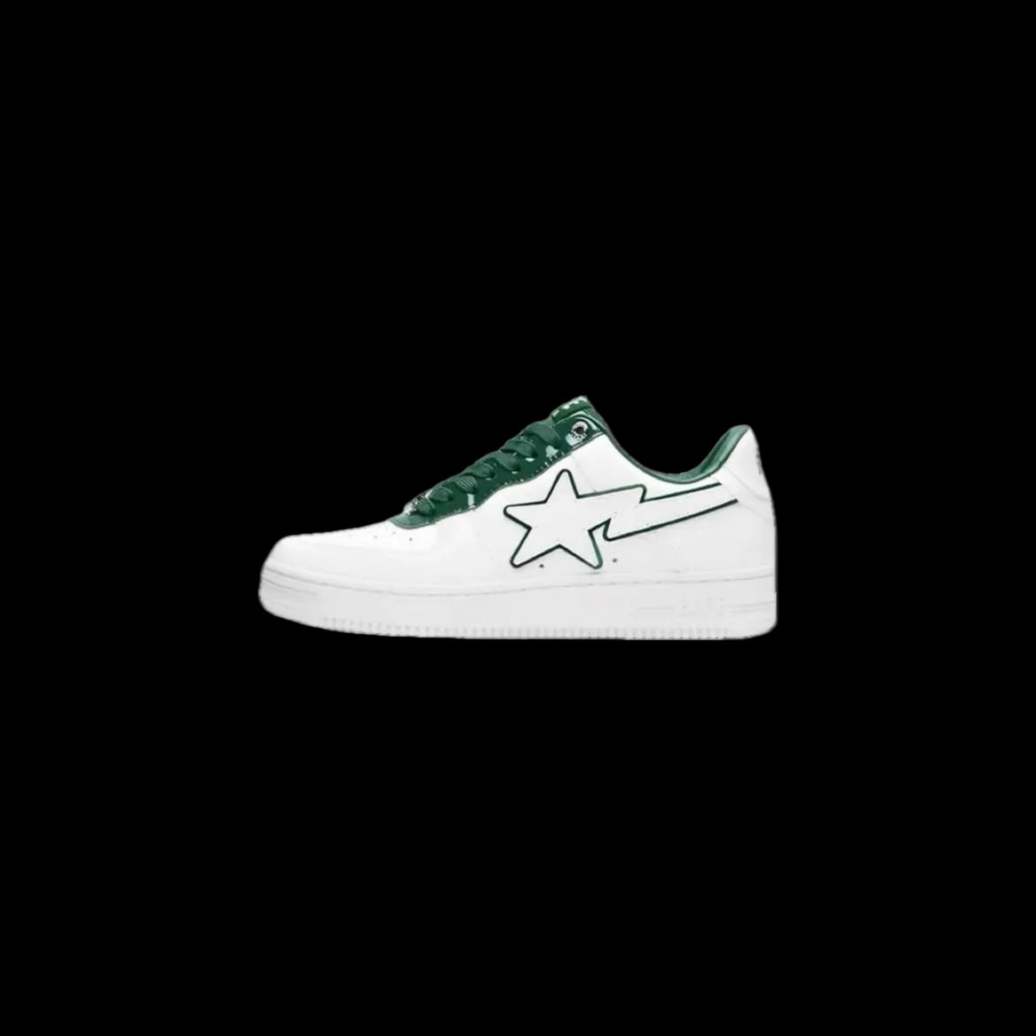 A BATHING APE STA Leather Low 'White Green'